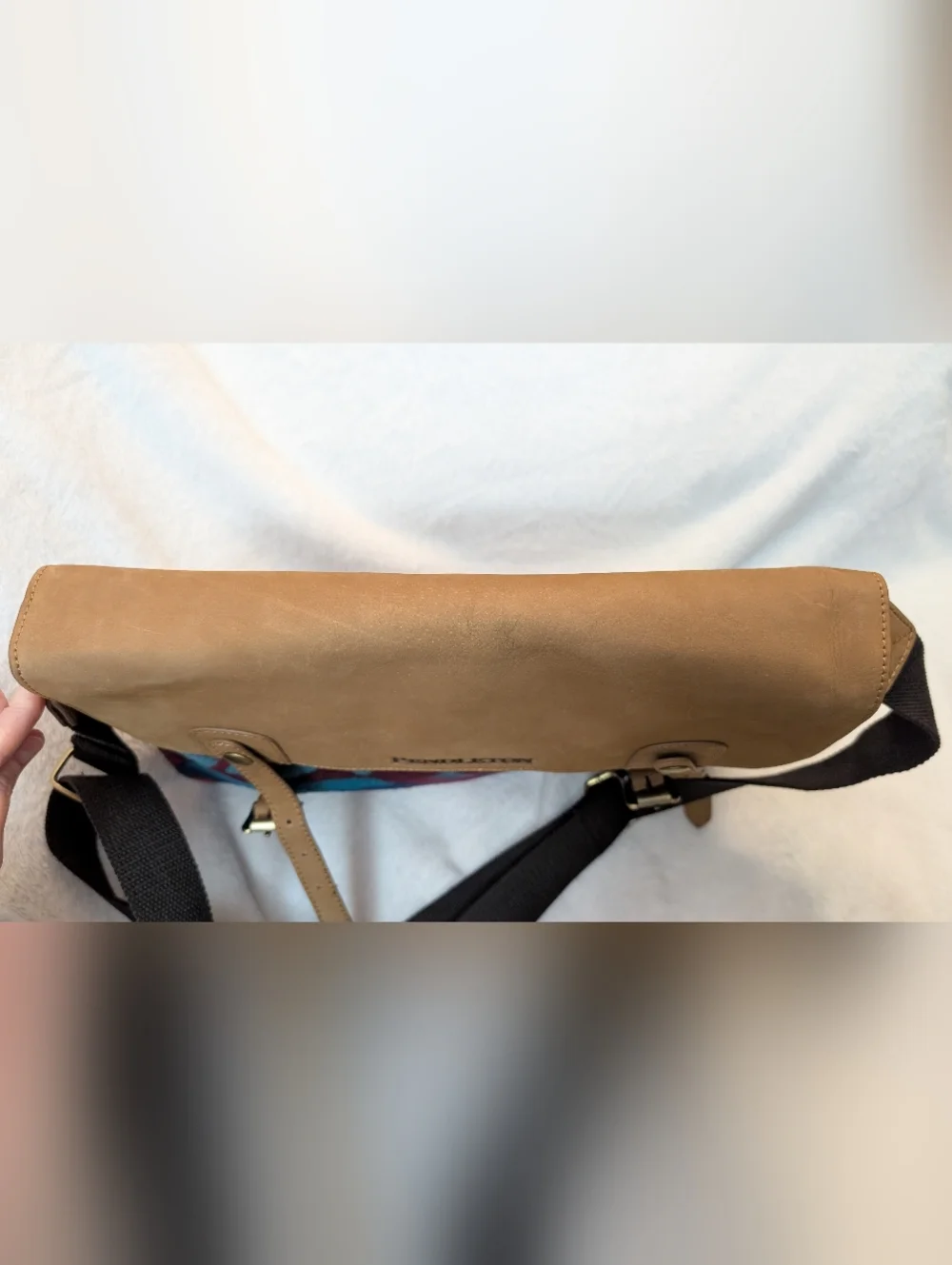 Vtg Pendleton Leather wool Messenger Laptop Bag crossbody EUC 15